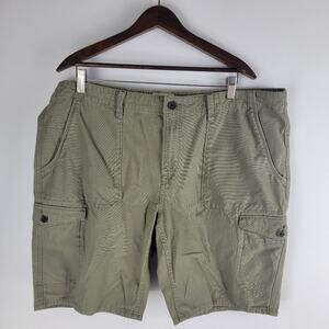 Timberland Green Cargo Shorts Zip Up Buttons Logo Zip Button Size 40